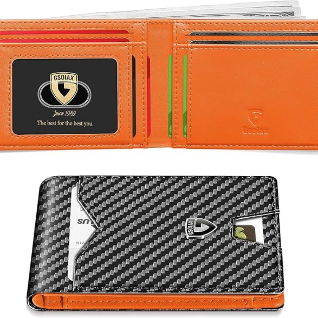 Gsoiax Slim Wallet For Men With 11 Card Slots Rfid Blocking Carbon Fiber Wallets